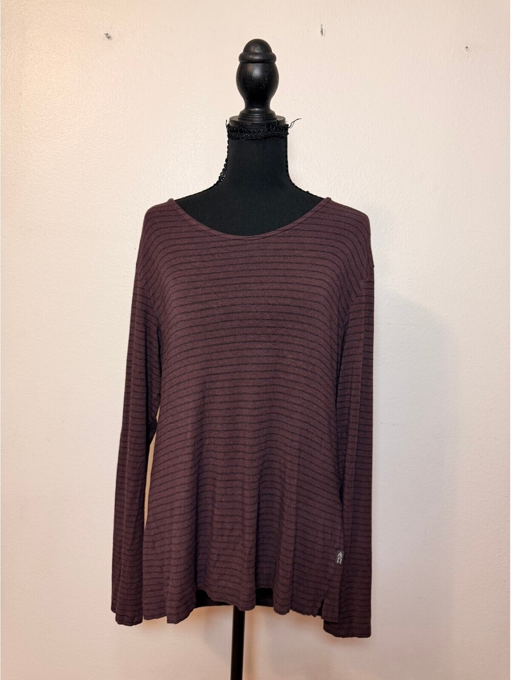 Brown Striped Long Sleeve Top M Fall